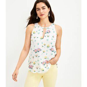 Ann Taylor LOFT Floral Tie Back Shell Top L